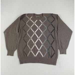 MacAlan‎ Sweater Mens Large Brown Argyle Crew Neck Cashmere Knit Casual Soft